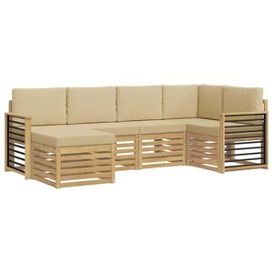 vidaXL Ensemble de canapés d'extérieur 6 Pièces Blanc et Beige Polyester