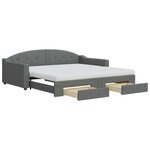 vidaXL Lit de jour avec gigogne et tiroirs gris foncé 100x200 cm tissu