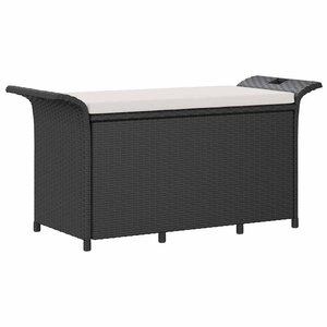 vidaXL Banc de jardin avec coussin noir 116x46x57 cm résine tressée