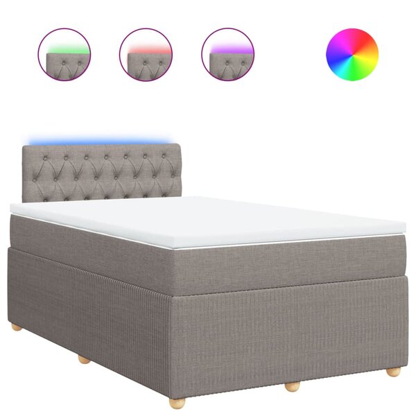 vidaXL Sommier à lattes de lit avec matelas Taupe 120x200 cm Tissu