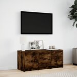 vidaXL Meuble TV avec LED chêne fumé 97x34x40 cm bois d'ingénierie