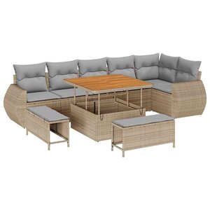 vidaXL Ensemble de canapé de jardin 9 Pièces beige et gris clair