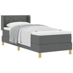 vidaXL Lit à ressorts avec matelas Gris foncé 200 x 80 cm tissu