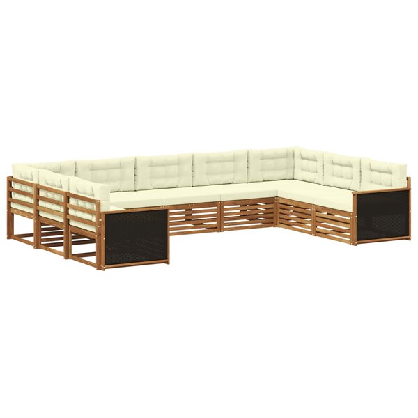 vidaXL Ensemble de canapés d'extérieur 9 Pièces Naturel et Crème
