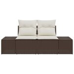 vidaXL Sofa de jardin 2 places avec rangement et coussins marron en poly rattan.