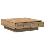 vidaXL Table Basse Chêne Artisan Placage  MDF 90 x 90 x 28 cm Rangement