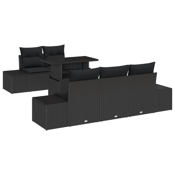 vidaXL Ensemble de canapés de jardin 6 pièces avec coussins noirs en poly rattan