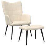 vidaXL Chaise de relaxation avec tabouret Crème Tissu