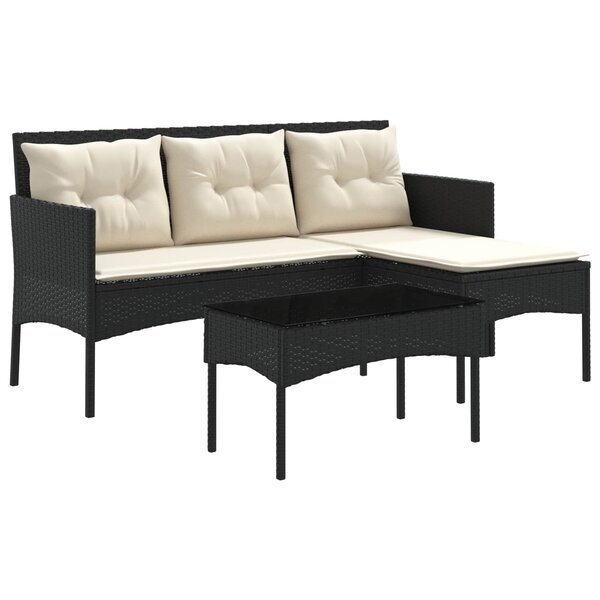 vidaXL Ensemble de canapé de jardin 2 pc Noir et Crème polyrotin