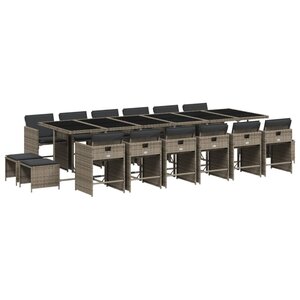 vidaXL Ensemble à manger de jardin 17 Pièces et coussins résine tressée