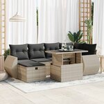vidaXL Salon de jardin avec coussins 7 Pièces gris clair résine tressée