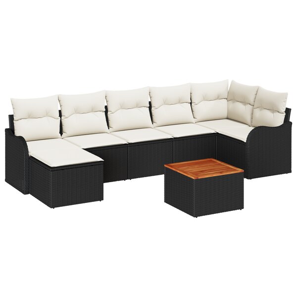 vidaXL Ensemble de canapé de jardin 8 Pièces Noir  blanc