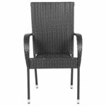vidaXL Chaises empilables d'extérieur lot de 2 Résine tressée Noir