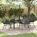 vidaXL Ensemble de salle à manger pour jardin 5 Pièces Noir polyrotin