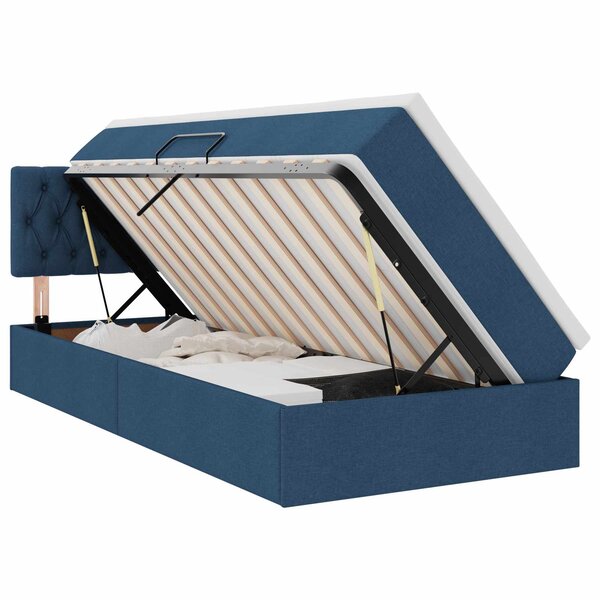 vidaXL Lit avec rangement et matelas avec tête de lit Bleu 90 x 190 cm