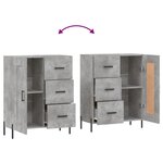 vidaXL Buffet gris béton 69 5x34x90 cm bois d'ingénierie