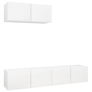 vidaXL Meubles TV 3 Pièces Blanc Bois d'ingénierie