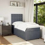 vidaXL Sommier à lattes de lit et matelas Gris foncé 90x190 cm Velours
