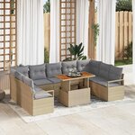 vidaXL Ensemble de canapé de jardin 10 Pièces Beige Poly rotin