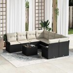 vidaXL Ensemble de canapé de jardin 9 Pièces Noir Poly rotin