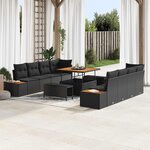 vidaXL Ensemble de canapé de jardin avec coussin 11 Pièces Noir