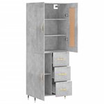 vidaXL Buffet haut Gris béton 69 5x34x180 cm Bois d'ingénierie