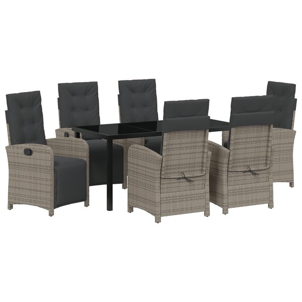 vidaXL Ensemble de salle à manger de jardin 7 pièces avec coussins gris en poly rotin