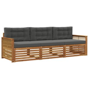 vidaXL Ensemble de canapés d'extérieur 3 Pièces Naturel et Anthracite