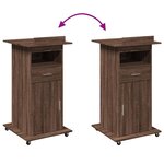vidaXL Pupitre et roues et tiroir chêne marron bois d'ingénierie