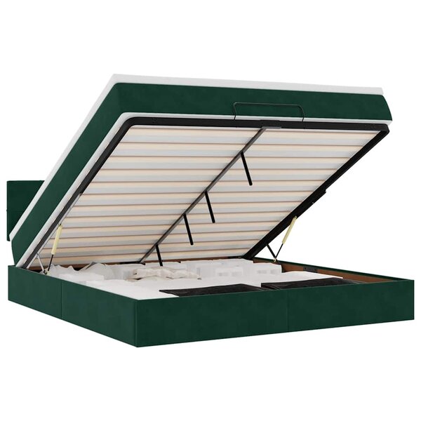 VidaXL Cadre de lit ottoman avec matelas vert foncé 180x200 cm velours