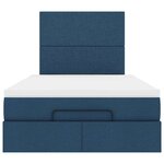vidaXL Cadre de lit ottoman avec matelas bleu 120x190 cm tissu