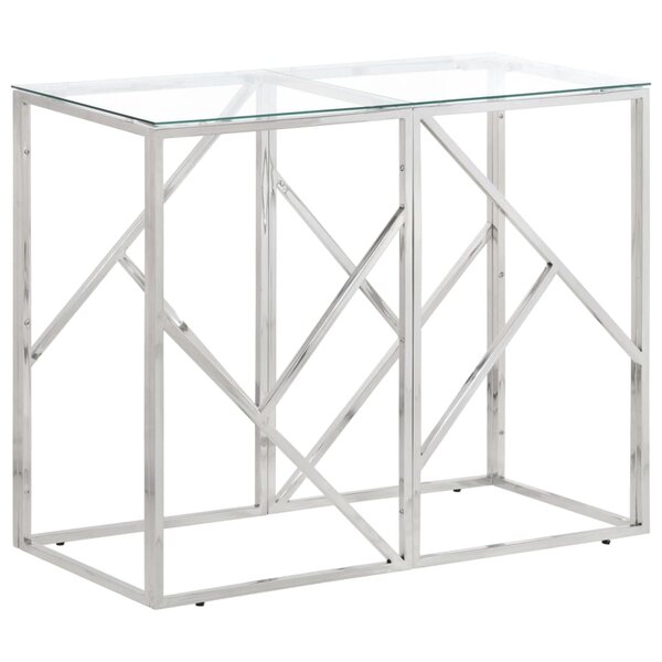 vidaXL Table console argenté acier inoxydable et verre trempé