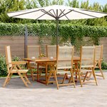 vidaXL Ensemble à Manger de jardin 7 Pièces beige polypropylène et bois