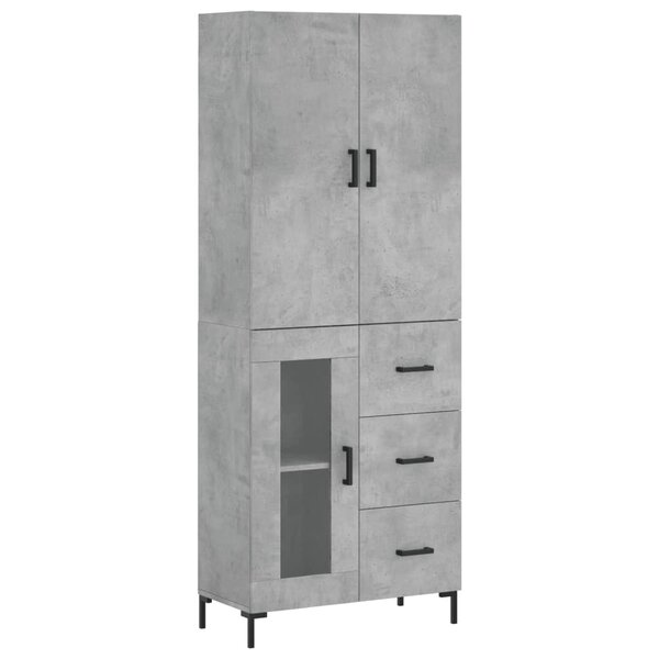 vidaXL Buffet haut Gris béton 69 5x34x180 cm Bois d'ingénierie