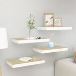 vidaXL Étagères flottantes 4 Pièces chêne et blanc 50x23x3 8 cm MDF