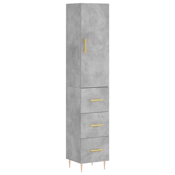 vidaXL Buffet haut Gris béton 34 5x34x180 cm Bois d'ingénierie