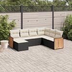 vidaXL Salon de jardin 7 Pièces avec coussins noir résine tressée
