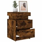 vidaXL Tables de chevet avec lumières LED 2 Pièces chêne fumé 35x39x55 cm