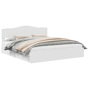 vidaXL Lit de Rangement Blanc 200 x 200 cm Bois d'ingénierie