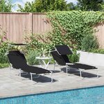 vidaXL Transat 2-personne 2 Pièces Noir 58 x 188 x 77cm tissu