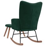 vidaXL Chaise à bascule avec repose-pied Vert foncé Velours