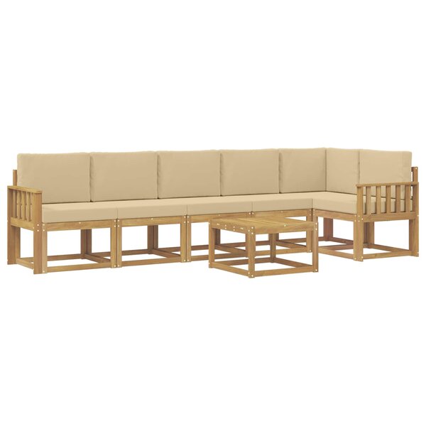 vidaXL Ensemble de canapés d'extérieur 7 pc Blanc et Beige Polyester