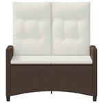 vidaXL Banc de jardin avec oreiller Marron et Crème 105 x 60 x 112 cm
