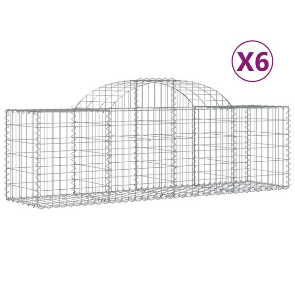 vidaXL Paniers à gabions arqués 6 Pièces 200x50x60/80 cm Fer galvanisé