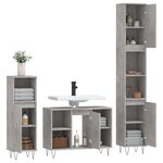 vidaXL Ensemble de meubles de salle de bain 3 Pièces gris béton