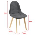 Lot de 2 chaises de salle à manger 86 x 53 x 47 cm gris foncé 03_0006736
