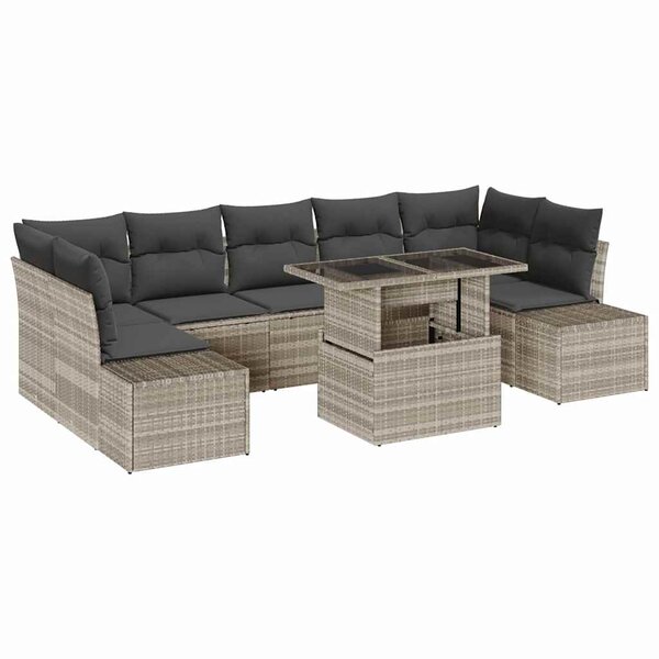 vidaXL Ensemble de canapé de jardin 8 Pièces Gris clair 100 x 55 x 73 cm