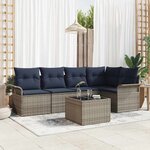 vidaXL Ensemble de canapé de jardin avec stockage 6 Pièces Gris polyrotin