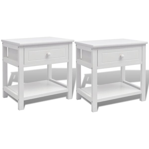 vidaXL Table de chevet 2 Pièces Bois Blanc