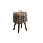 Tabouret bas en poelet gris et bois